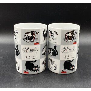 Rayware Chequered Pets Vintage Coffee Mug LOT 2 Cats & Mice